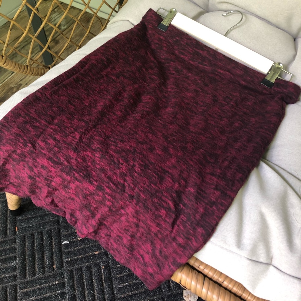 Express Burgundy Fuzzy Mini Pencil Skirt